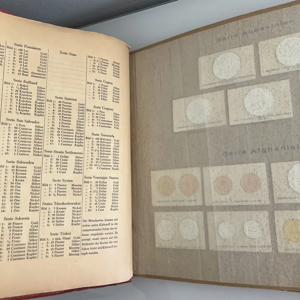 Greiling Münz Sammlung 1929 Coin Cigarette Cards Complete Set In Original Album